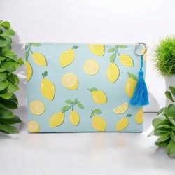 Τσαντάκι φάκελος χειροποίητο με μοτιφ Λεμόνια με φερμουάρ 