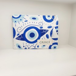 Τσαντάκι φάκελος υφαντό χειροποίητο με μοτιφ μάτι με φερμουάρ 