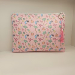 Τσαντάκι φάκελος χειροποίητο με μοτίφ Unicorn με φερμουάρ αδιάβροχο 