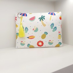 Τσαντάκι φάκελος χειροποίητο με μοτίφ summer με φερμουάρ αδιάβροχο 