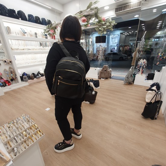 Γυναικεία τσάντα Bagpack μαύρη  με πολλές θέσεις 