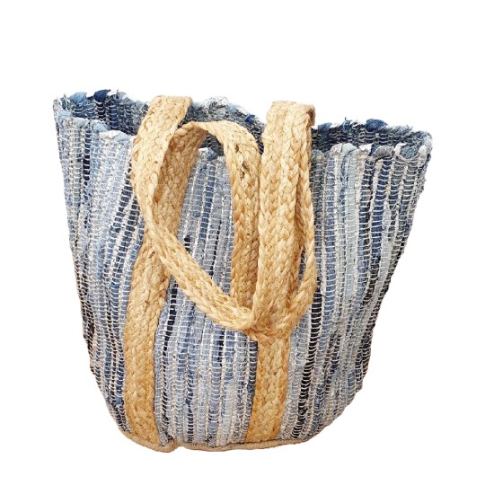 Χειροποίητη τσάντα  Boho Collection σε τόνους γαλάζιο /ασημένιο