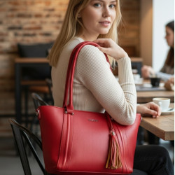 Τσάντα μπορντό ώμου με έξτρα λουράκι για πιο μακριά με φερμουάρ