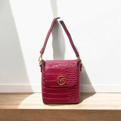 Γυναικεία Τσάντα Κροκό Λουστρίνι σε Μαύρο 