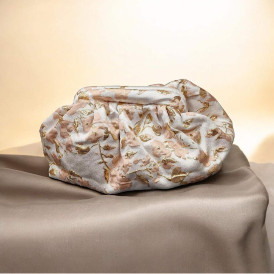 Τσάντα clutch με μοτίφ σε ροζ χρυσό αποχρώσεις με αλυσίδα