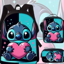 Τσάντα πλάτης Stitch με κασετίνα και τσάντα φαγητού Stich