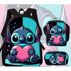 Τσάντα πλάτης Stitch με κασετίνα και τσάντα φαγητού Stich