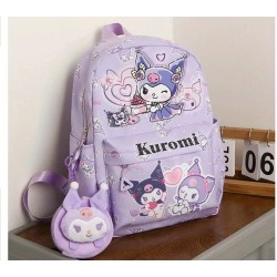 Τσάντα πλάτης Kuromi για σχολείο ή εκδρομής  με πορτοφολακι Kuromi 