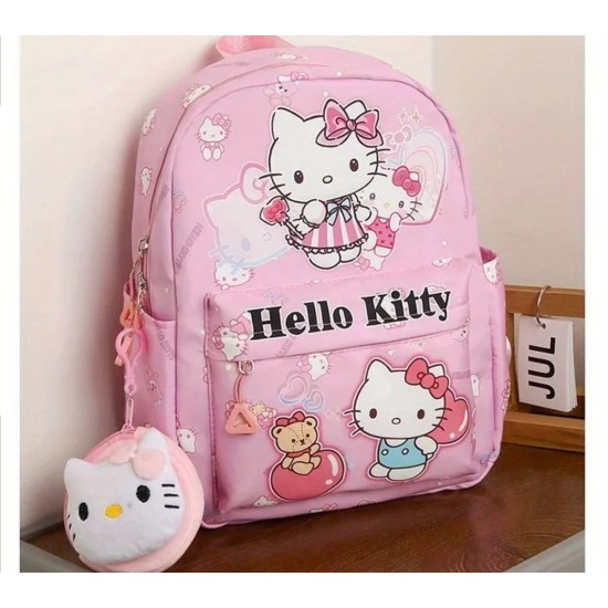 Τσάντα πλάτης Hello Kitty για σχολείο ή εκδρομής  με πορτοφολακι Hello Kitty