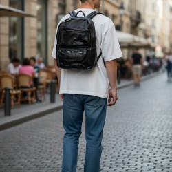 Τσάντα πλάτης σε μαύρο χρώμα με πολλές θέσεις N. 06021