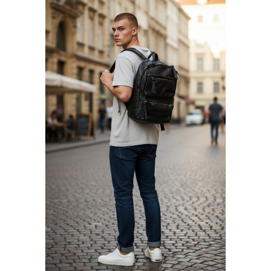 Τσάντα πλάτης σε μαύρο χρώμα με πολλές θέσεις N. 06021