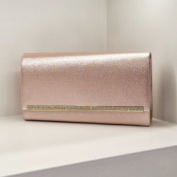 Τσάντα φάκελος "glitter" σε χρώμα ροζ χρυσό με αλυσιδάκι