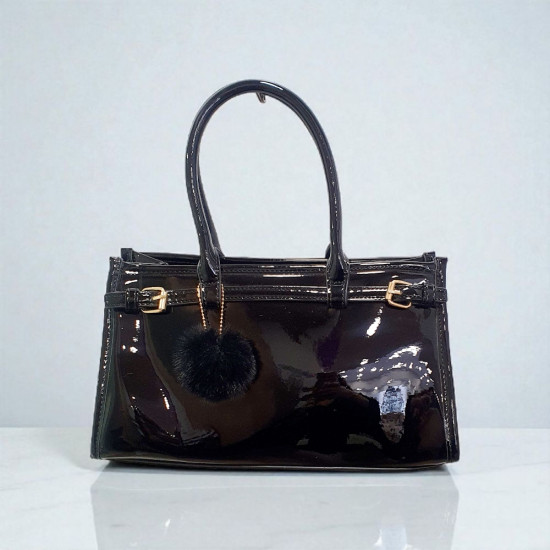 Τσάντα ώμου μαύρη από λουστρίνι