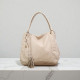 Τσάντα ώμου μπεζ σουέτ με δέρμα