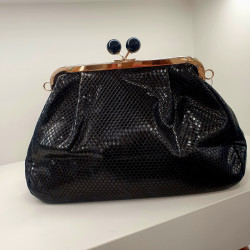 Τσάντα μαύρη croco