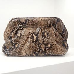 Τσάντα φίδι μπεζ μαύρο