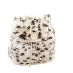 Τσάντα γούνα μπεζ animal print  πλάτης με φερμουάρ και καπάκι 