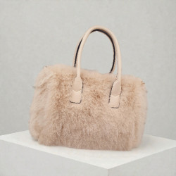 Τσάντα καρπού γούνα apricot με φερμουάρ
