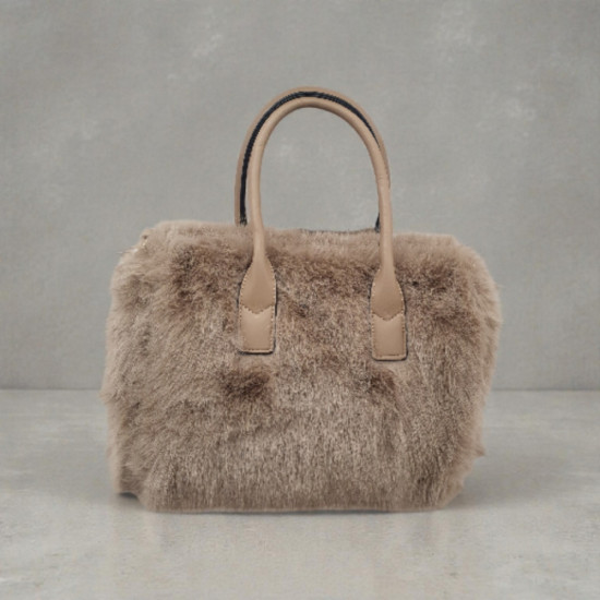 Τσάντα καρπού γούνα πούρου με φερμουάρ