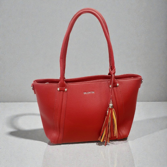 Τσάντα μπορντό ώμου με έξτρα λουράκι για πιο μακριά με φερμουάρ