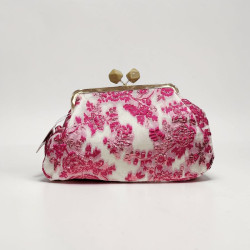 Τσάντα clutch με κέντημα φούξια και με αλυσίδα