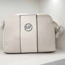 Τσάντα μοντέρνα με φερμουάρ σε χρώμα μπεζ