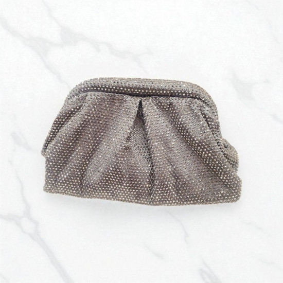 Τσαντάκι σε γκρι με γκλίτερ και αλυσιδάκι 