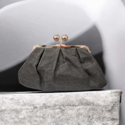 Τσάντα clutch ψάθα μαύρη