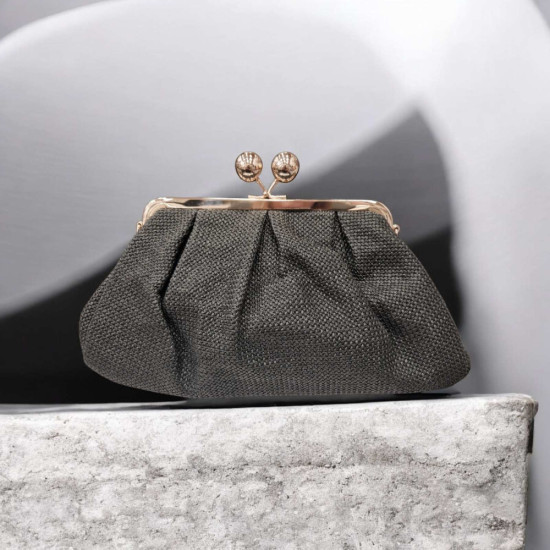 Τσάντα clutch ψάθα μαύρη