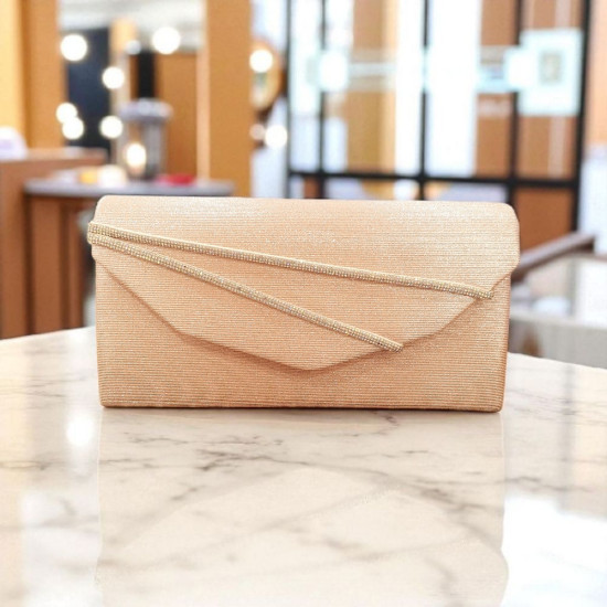 Τσαντάκι φάκελος ροζ χρυσό με αλυσιδάκι
