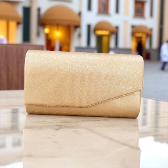 Τσαντάκι φάκελος χρυσό με αλυσιδάκι