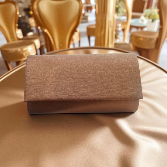 Τσαντάκι φάκελος μπρονζέ από ύφασμα και αλυσιδάκι 