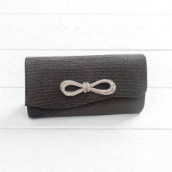 Τσαντάκι φάκελος μαύρος από ύφασμα με λεπτομέρεια άπειρο και αλυσιδάκι 