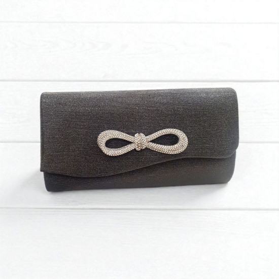 Τσαντάκι φάκελος μαύρος από ύφασμα με λεπτομέρεια άπειρο και αλυσιδάκι 