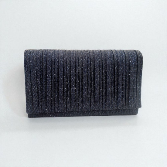 Τσαντάκι φάκελος σε μπλε από ύφασμα με glitter και αλυσιδάκι 