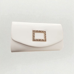 Τσαντάκι φάκελος λευκός ματ με χρυσή λεπτομέρεια και αλυσιδάκι 