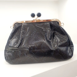 Τσάντα μαύρη croco