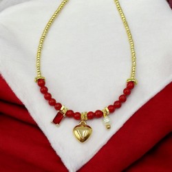 Diaxeirinis "Be My Valentine" Χειροποίητο Βραχιόλι με καρδιά και κόκκινες πέτρες