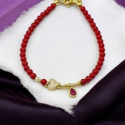 Diaxeirinis "Be My Valentine" Χειροποίητο Βραχιόλι με καρδιά και κόκκινες πέτρες