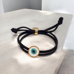 Diaxeirinis Βραχιόλι μάτι γαλάζιο σε μαύρο δέρμα με αυξομείωση