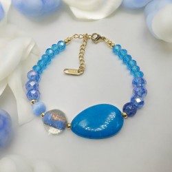 Γυναικείο Βραχιόλι με Αχάτη, Μουράνο & Μπλε Κρύσταλλα