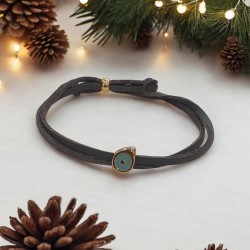 Diaxeirinis Βραχιόλι με δέρμα και μάτι  στο χρώμα της μέντας και κούμπωμα με αυξομείωση 