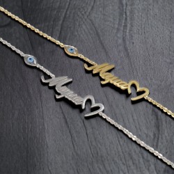 Βραχιόλι Μαμά❤️ με Ματάκι Φίλντισι σε Ατσάλι 316L Ασήμι ή Χρυσό