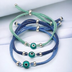 Βραχιόλι Μάτι Murano Πετρόλ και Κορδόνι σε Διάφορα Χρώματα Με Αυξομείωση 