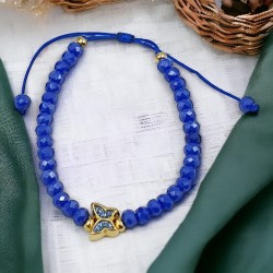 Βραχιόλι Πεταλουδα με Μπλέ Κρύσταλλα & Αυξομείωση στο Κούμπωμα 