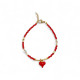 Βραχιόλι με καρδούλα  με κόκκινες πετρούλες και χρυσό αιματίτη
