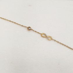 Βραχιόλι άπειρο με στρας από ατσάλι 316L σε χρυσό χρώμα και προέκταση στο κούμπωμα 