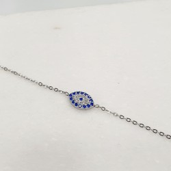 Βραχιόλι μάτι με ζιργκόν  σε ασημένιο χρώμα από ατσάλι 316L και προέκταση στο κούμπωμα