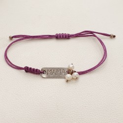 Βραχιόλι χειροποίητο mama ασημένιο 925 με μαργαριταράκια
