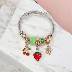 Βραχιόλι Χειροπέδα τύπου Πανδώρα με στοιχεία από ατσάλι L316